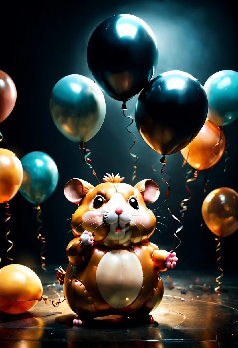(dark theme), (balloon sculpture, exaggerate fatness hamster:1.4), (Round body, body made of balloon, balloon shape body), inconceivable Bloated, dangerous, surrealistic, fantasy art, dark fantasy, concept art, ultra-wide-angle, octane render, enhance, intricate, (best quality, masterpiece, Representative work, official art, Professional, unity 8k wallpaper:1.3)
