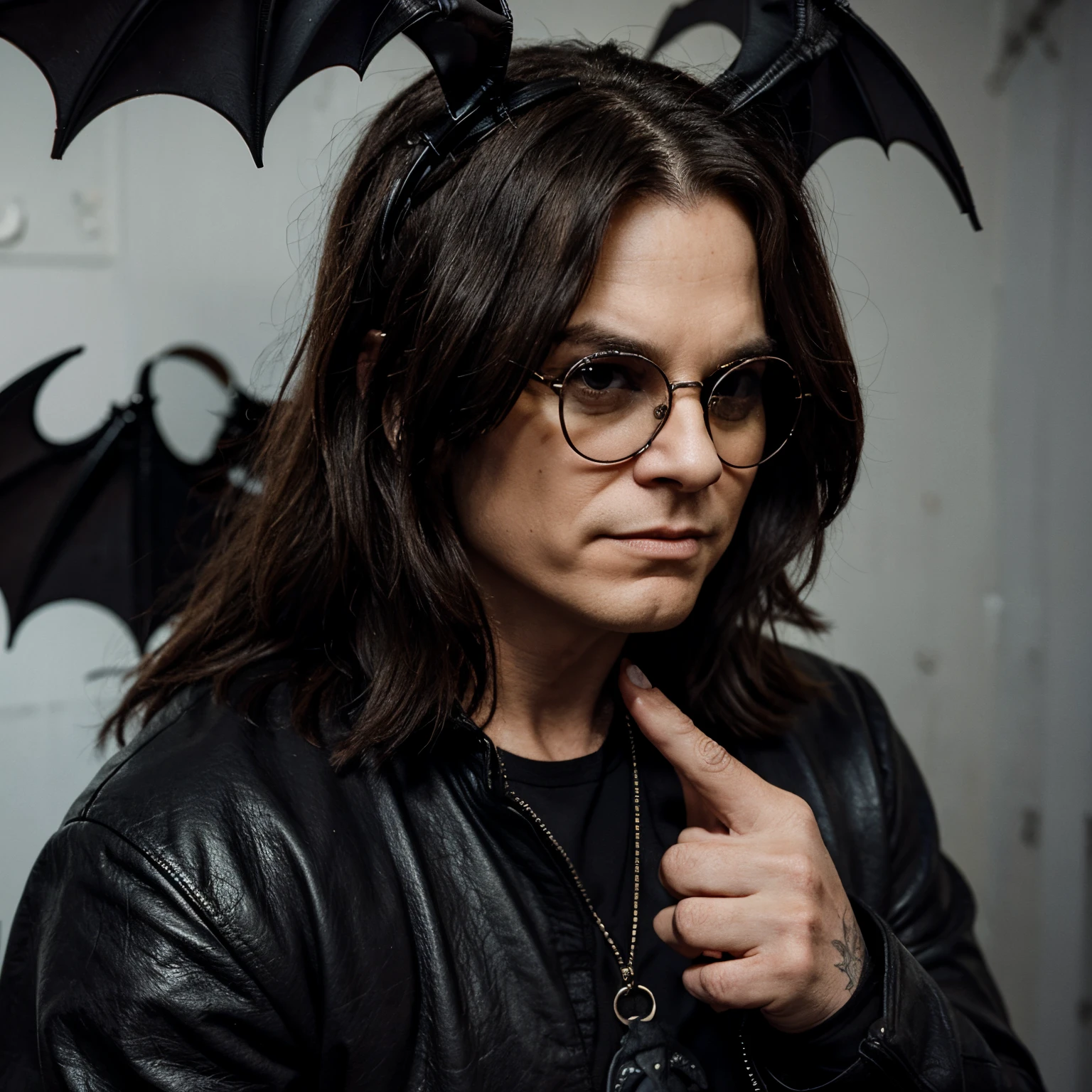 Ozzy Osborn as a bat ๐ฆ glasses, old ozzy