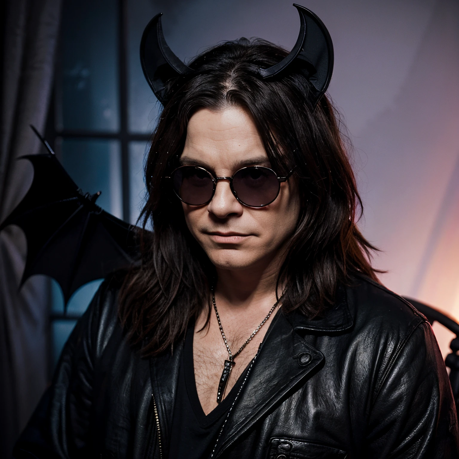 Ozzy Osborn as a bat 🦇 glasses, old ozzy