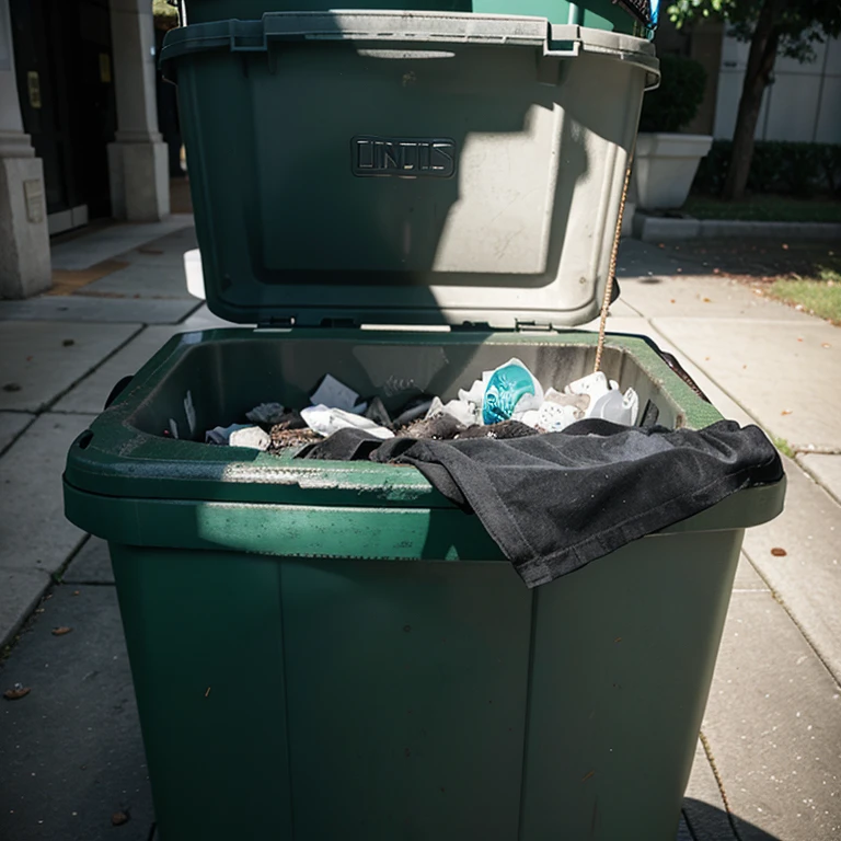 Filled filthy trashcan