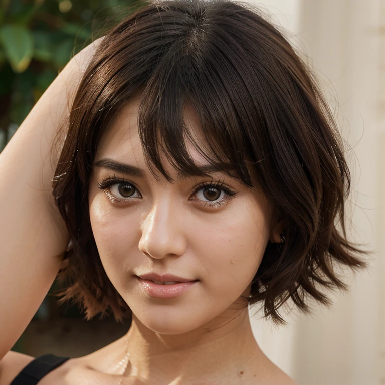 Short hair yua Mikami Arab cute, hyperdetailed, hyper realistic close up