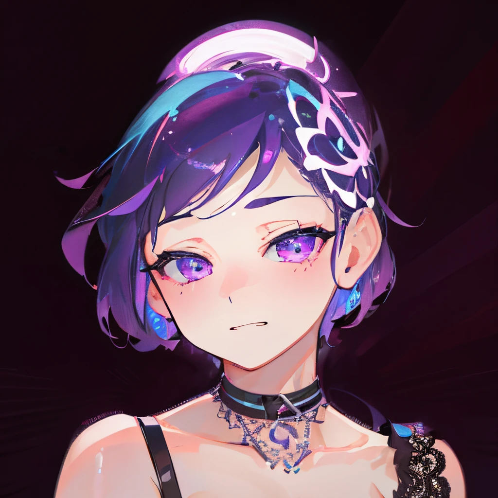 (ultra-detailed,photorealistic:1.2), HDR, professional, vivid colors, bokeh, 3D rendering, sexy curvy girl, solo, purple hair, ahegao face, big boobs, sensual, seductive pose, soft lighting, lace lingerie, high heels, boudoir photography, glamorous, confident expression, alluring gaze