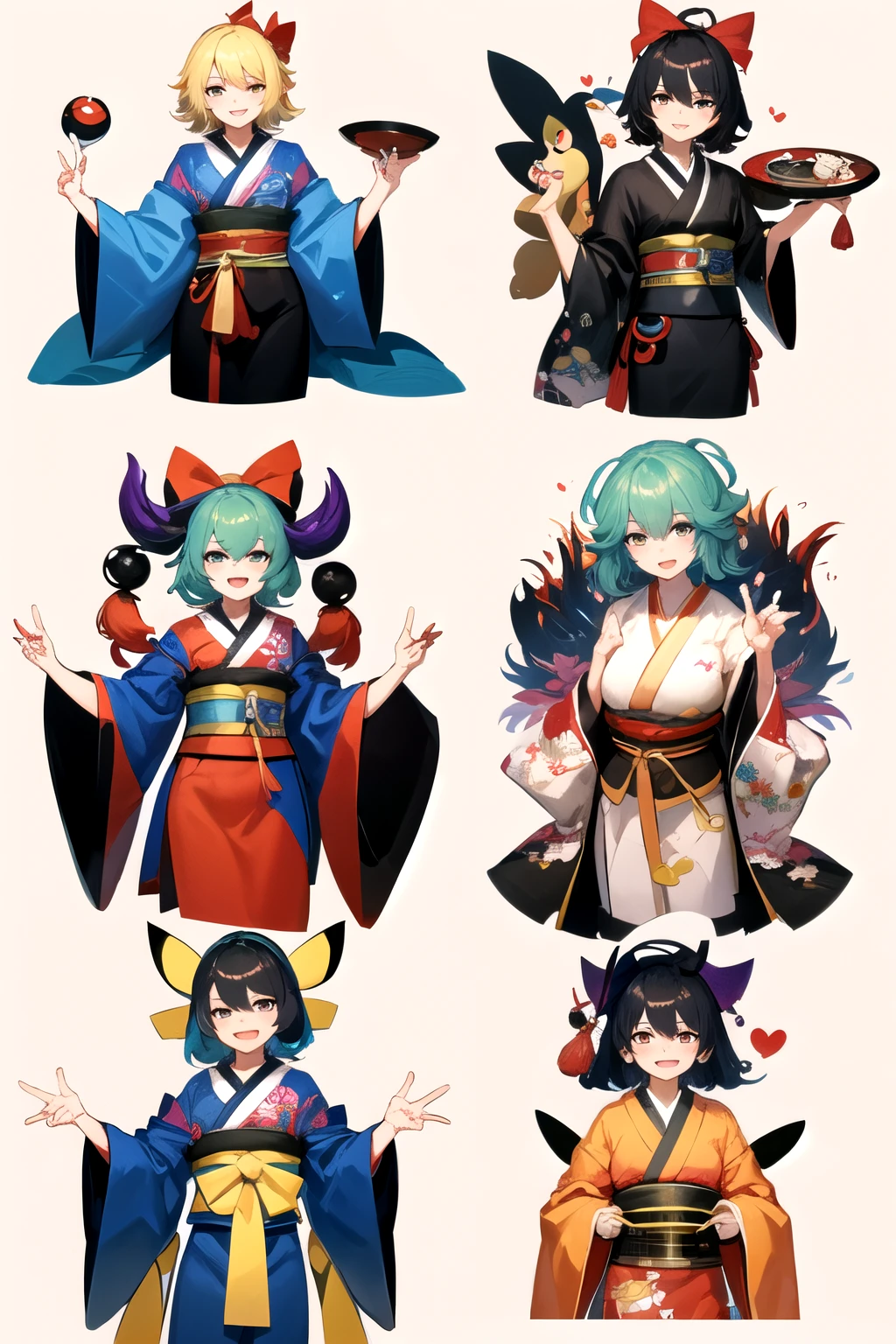 the anime, pokemon, Pikachu, Pokémon world, pokemon, Pikachu, Pokémon world, Pikachu, Pikachu, Pikachu,, touhou character, Interesting character design, onmyoji, Traditional Japanese concept art, in kimono, from touhou, onmyoji detailed art, in kimono, Stylish deity, great character design, Anime character, onmyoji portrait
