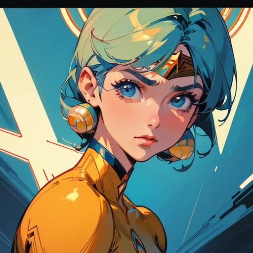 a close up of a woman in a costume with a bunch of aliens, james jean soft light 4 k, wlop : :, art-deco style, portrait of wonder woman, inspired by Noriyoshi Ohrai, trending on artstaion, mechanized soldier girl, sci - fi : :