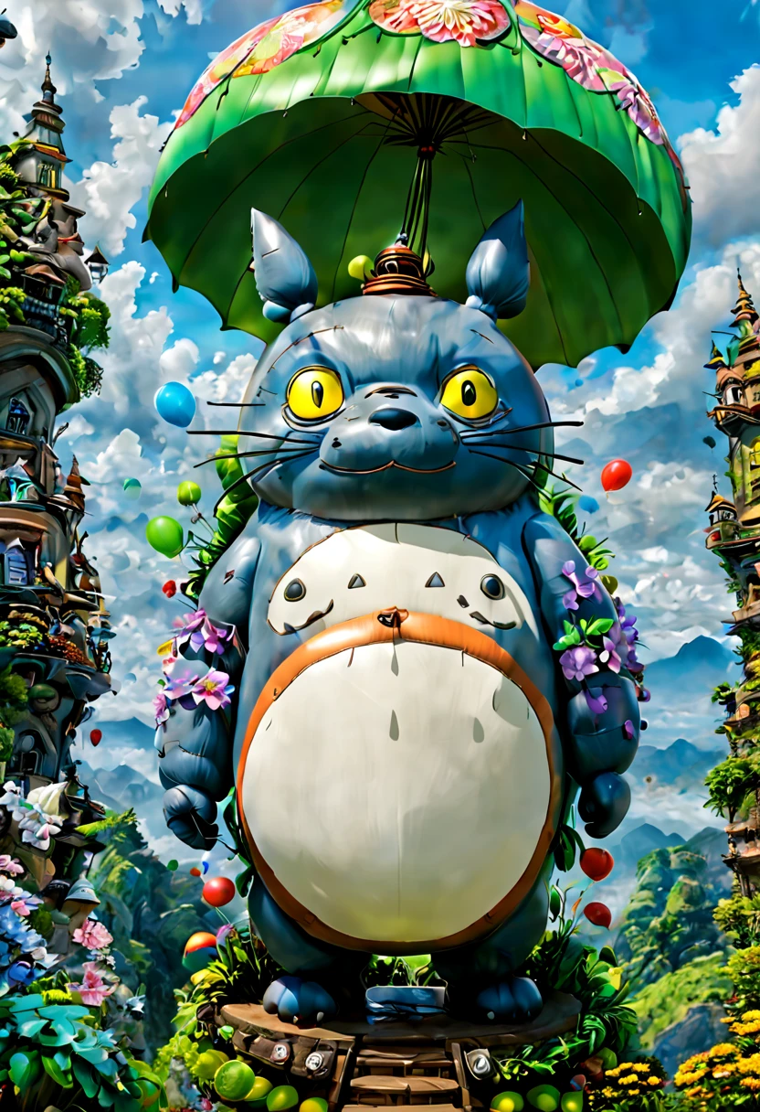 (balloon sculpture, TOTORO:1.4), surrealistic, fantasy art, concept art, catoon, ultra-wide-angle, octane render, enhance, intricate, (best quality, masterpiece, Representative work, official art, Professional, unity 8k wallpaper:1.3)