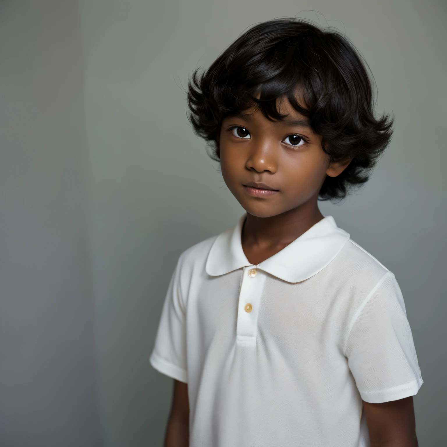 A slightly dark-skinned boy with a 73-part hairstyle.