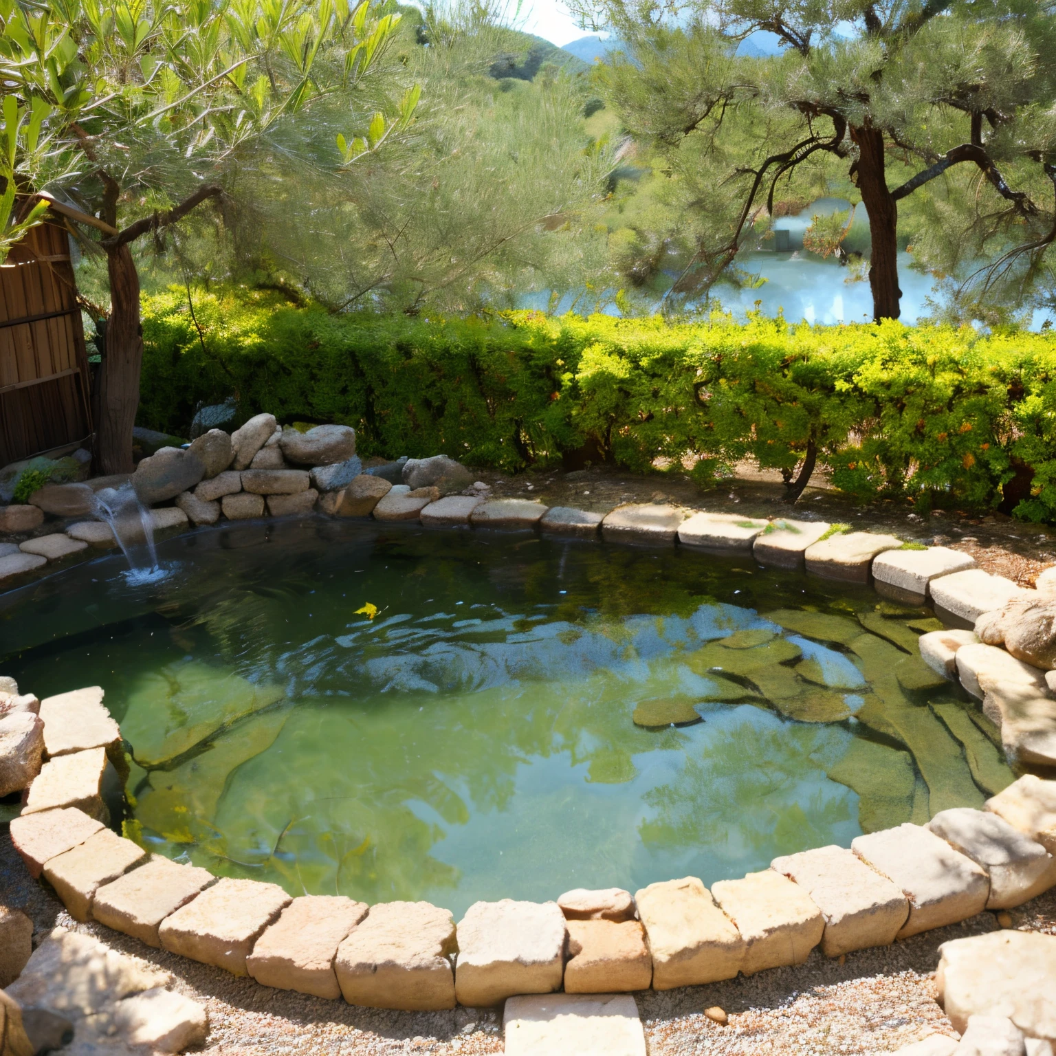 hot onsen。Hot springs contain olive leaves and branches。Olive branches and leaves are fine