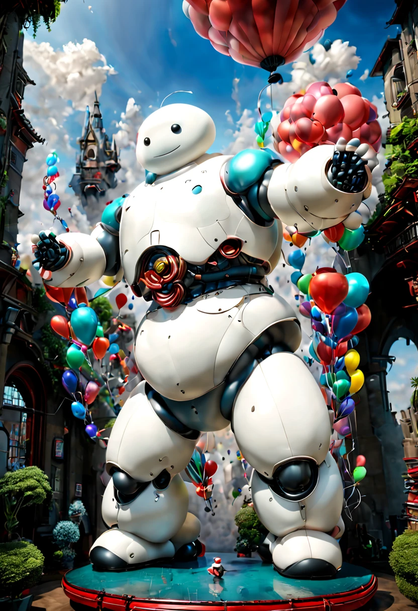 (balloon sculpture, Baymax:1.4), surrealistic, fantasy art, concept art, ultra-wide-angle, octane render, enhance, intricate, (best quality, masterpiece, Representative work, official art, Professional, unity 8k wallpaper:1.3)