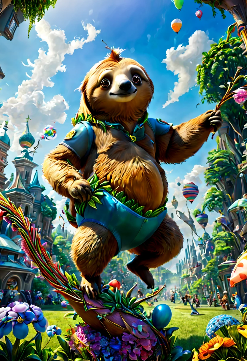(balloon sculpture, sloth, Zootopia, Zootropolis:1.4), surrealistic, fantasy art, concept art, ultra-wide-angle, octane render, enhance, intricate, (best quality, masterpiece, Representative work, official art, Professional, unity 8k wallpaper:1.3)