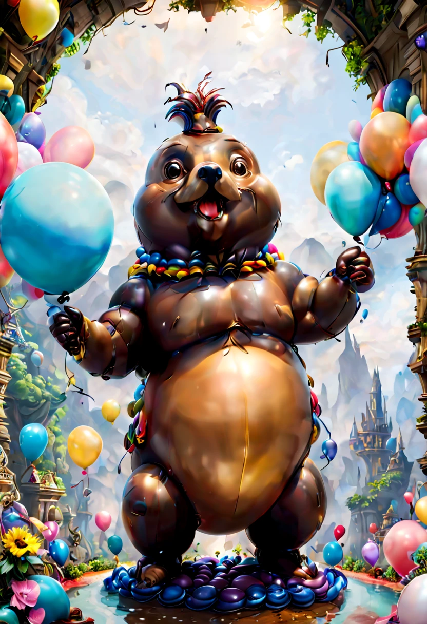 (balloon sculpture, Tony Tony Chopper from ONE PIECE:1.4), (Round body, balloon shape body), surrealistic, fantasy art, concept art, ultra-wide-angle, octane render, enhance, intricate, (best quality, masterpiece, Representative work, official art, Professional, unity 8k wallpaper:1.3)