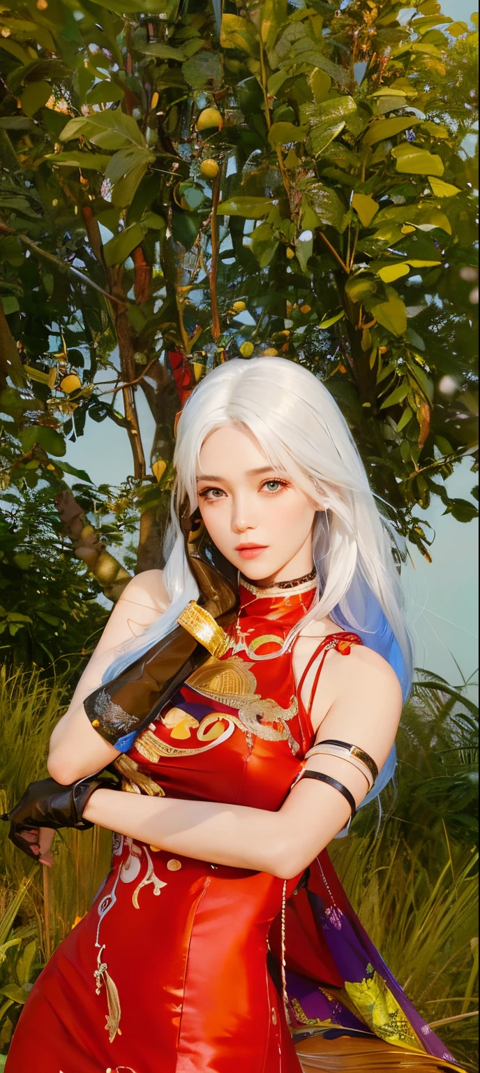 photorealistic, high resolution, 1 women, solo, hips up, look at viewer, (detailed face), white hair, Long Hair, doctor outfit