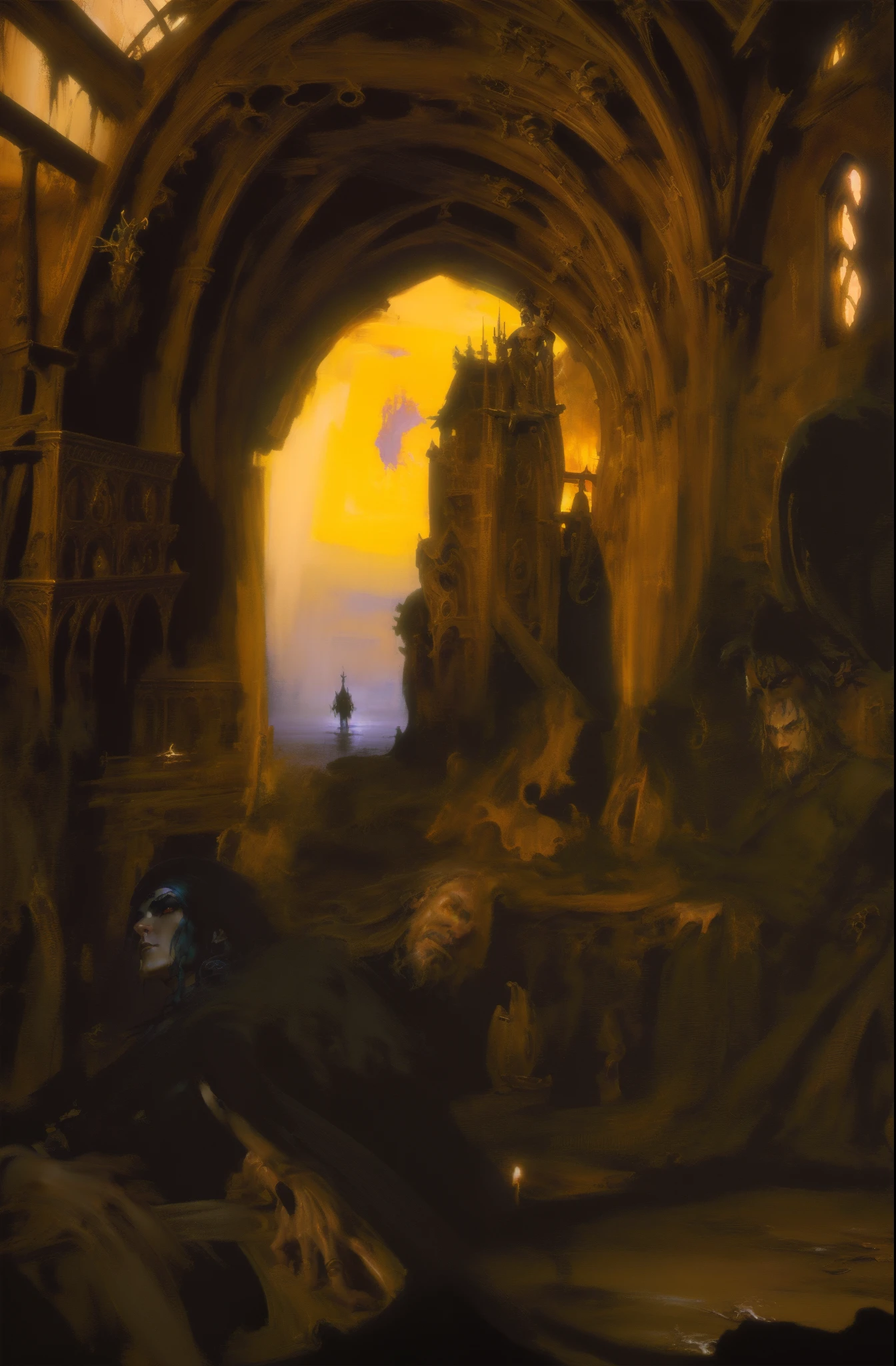 gothic epic , matte painting in fantasy style, high fantasy matte painting, concept art stunning atmosphere, detailed matte fantasy painting, style of marc simonetti, epic dreamlike fantasy landscape, matte fantasy painting