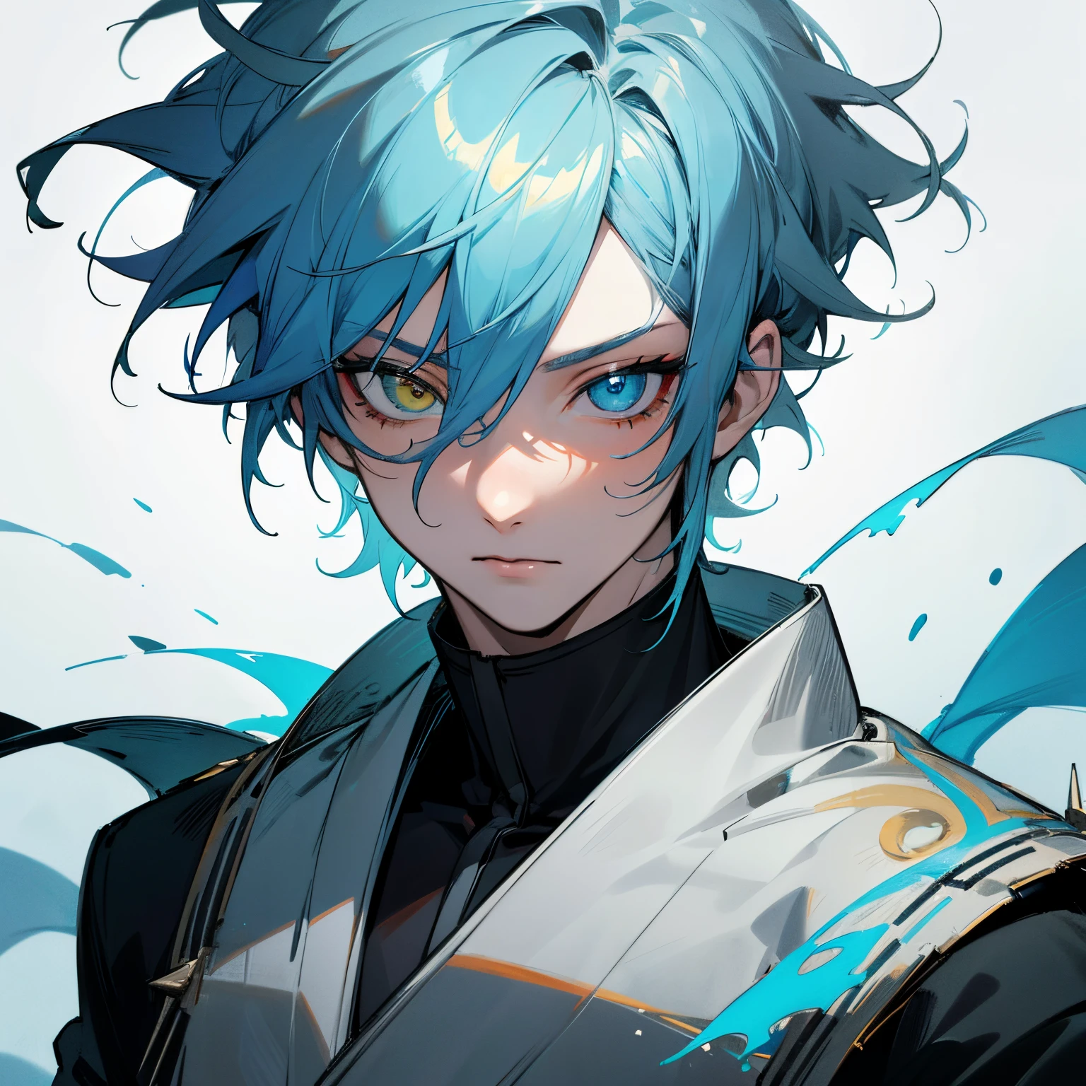 (best quality,4k,8k,highres,masterpiece:1.2),ultra-detailed,vivid colors,physically-based rendering,studio lighting,HDR

Adult Male,Combat Haori,Grey Haori,Pale Blue Hair,Heterochromia,Yellow Eye,Blue Eye,Two Eye Colors,1male,Pale Skin,Messy Hair,Spiky Hair,standing on mountain

The artwork features a portrait of a male character wearing a Combat Haori and a Grey Haori. The character has pale blue hair with a messy and spiky hairstyle. The most striking feature of the character is the heterochromia of the eyes, with one eye in yellow and the other in blue. The high-quality image highlights, capturing the vivid colors of the character's appearance. The portrait is beautifully illuminated with studio lighting and has a mesmerizing HDR effect. The pale skin of the character enhances the overall aesthetic of the artwork. 

The artist has paid great attention to the intricate details of the Combat Haori and the Grey Haori, capturing the texture and fabric with great precision. The character's pale blue hair is depicted with fine brushstrokes, showcasing the depth and richness of the color. The messy and spiky hairstyle adds a sense of edginess and personality to the character.

The artwork truly captures the essence of the character with the two eye colors, creating a unique and captivating visual appeal. The yellow eye and blue eye are beautifully portrayed, with intricate details that bring them to life. The contrasting colors add depth and complexity to the character's gaze, making it even more captivating.

Overall, this masterpiece portrays a male character with a Combat Haori and a Grey Haori, featuring pale blue hair, heterochromia eyes, and pale skin. The attention to detail, realistic rendering, and vibrant colors make this artwork a true work of art.