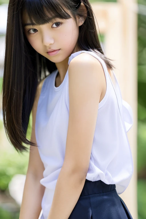An ultra-high picture quality、Perfect Photo、Beautiful girl 、Japan beautiful girl、Junior high schrls、light skslender、Black Haired Beautiful Girl、cute little、Beautuful Women、(tiny chest)、((Nokezoru))、With bangs、sports hair、Straight hair、glares、semi long hair、(Teary-eyed)、((half-opened mouth))、Looks Back、The whole body、shoe、Calf、glute、backs、lower back、