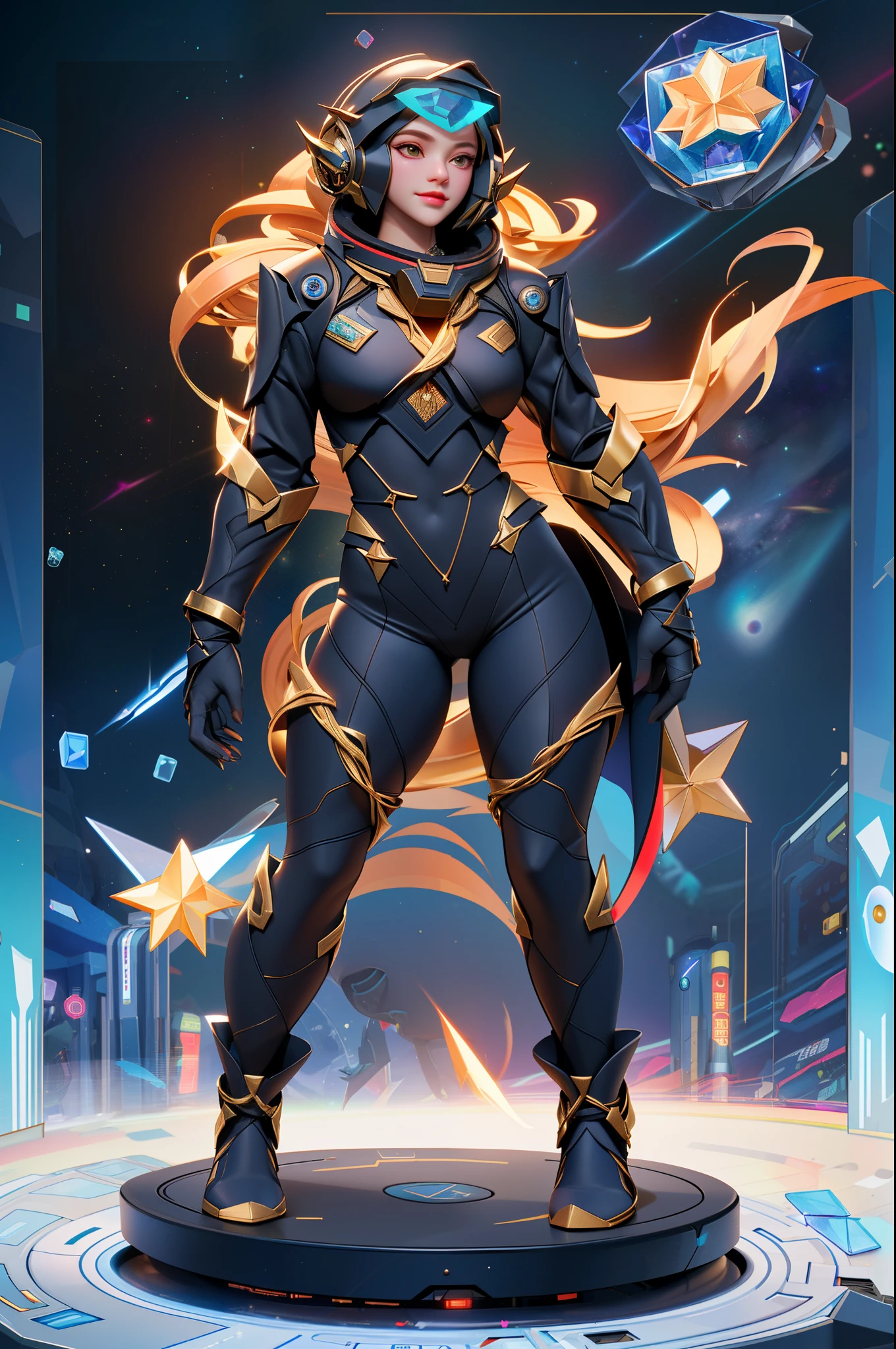 ((Sculpture design))，((full body portrait of person:1.6))，((undying))，((tmasterpiece))，【Create a LOGO based on：(femele:1.4)， (Sci-fi explorer:1.4) Wear a helmet with a hexagonal glass visor, [Style-Psycho::10], stare into the distance，Next to one (Crashed spaceship:1.2), (Space traveler:1.5)，(A MILF，熟妇，mature，big chest and thin waist，((thick thight))，long leges，)，(Enchanting figure)，(Perfect woman)】，(Computer graphic arts:1.4)， (s fractal art: 1.2)，(( 32K，A high resolution，hyper HD，))， (( Professional Quality，Perfect photography， ray traycing， perfect volumetric lighting， hight quality octane render， High quality vectors))， ((hyper-detailing:1.2，Complicated details:1.2))， ((ultra real photo，フォトリアリスティック，3 Rendering))，((epic image))，(Blind box toy style：1.6)，((simple backgound，Deep dark background:1.2，with black background))，((Detailed faces))，((詳細な目))，((Clean the skin))，（correct hand：1.6），（Complete and beautiful five fingers：1.6），（Anatomical proportions of head and body:1.6），(Anatomically correct perspective and occlusion：1.5)，（Correct anatomy：1.5），(Add a base:1.6)，(Tangled pedestal:1.6)，(Character centered:1.4)， (greg rutkovsky:0.8)，((ssmile))，