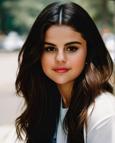 (RAW photo, analog style),portrait of selena gomez ,(wide angle:1.1), smiling, , highly detailed, (high detailed skin:1.2), 8k uhd, dslr, soft lighting, high quality, film grain, Fujifilm XT3, (natural light),highly detailed face, deep shadows, (indirect lighting), warm artificial light, 8k high definition, insanely detailed, intricate, highest quality, casual, candid, artistic composition, photography,