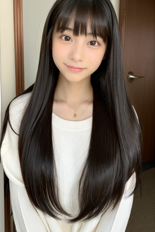 An ultra-high picture quality、Perfect Photo、Beautiful girl、Beautiful japanese girl、middle schoned、slender、Black Haired Beautiful Girl、cute little、Beautuful Women、(tiny chest)、((Nokezoru))、With bangs、sports hair、Straight hair、(Teary-eyed)、((half-opened mouth))、inside in room、Serious、kne、ankle、