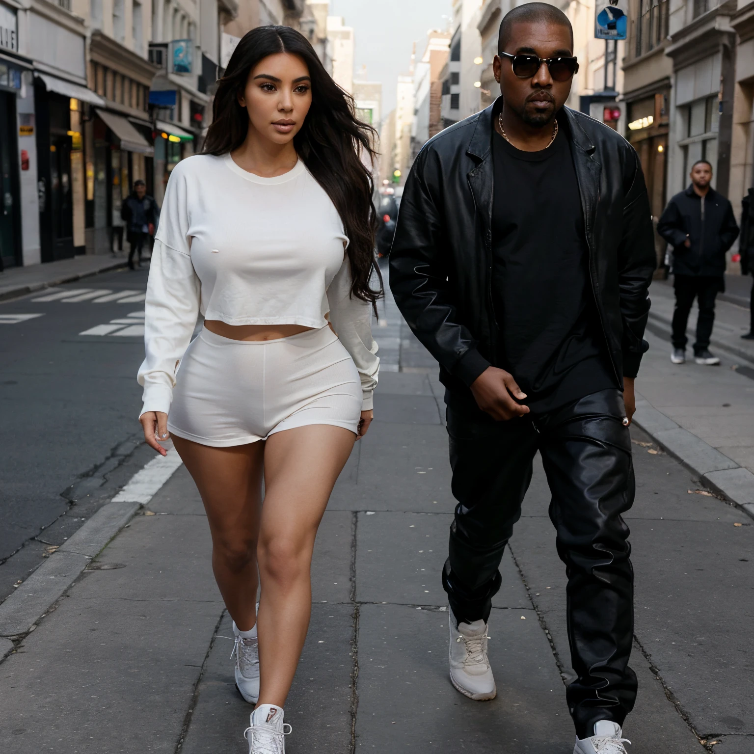 Kim kardashian and Kanye west running