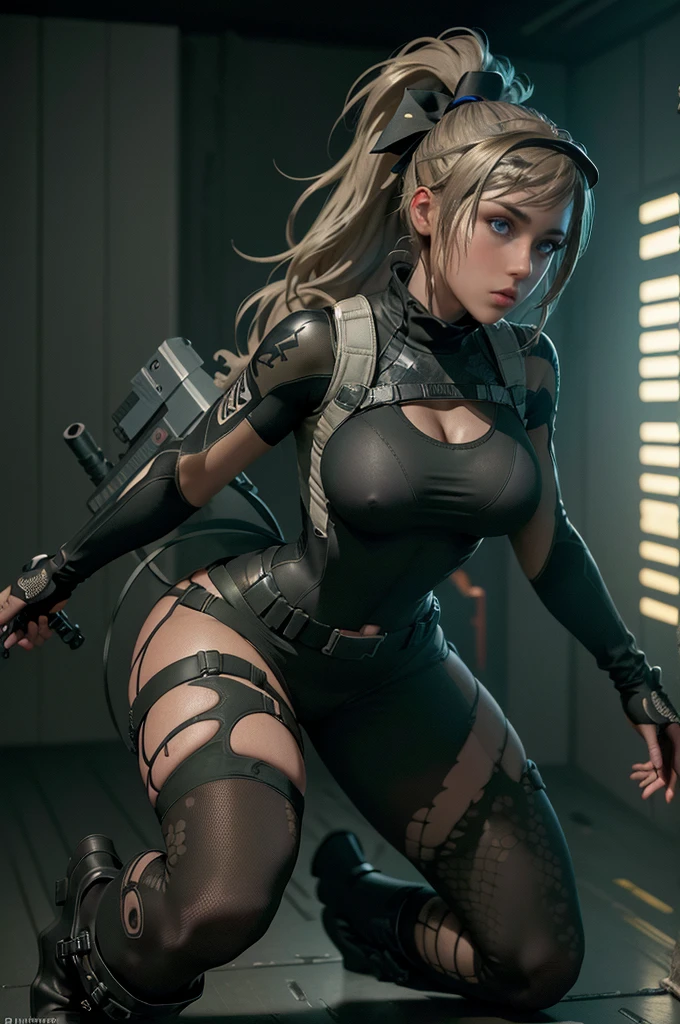 1 girl, ((Full body)), high heel boots, ski mask, ponytail hair, front knot blouse, high resolution, sharp image, tactical gear, designated marksman rifle, call of duty, leggins,
((Best quality)), ((masterpiece)), (highly detailed:1.3), Depth-of-field, Multi-layered textures,(Hyperrealistic), HDR (High Dynamic Range), Ray Tracing, NVIDIA RTX,Unreal 5, Subsurface scattering, PBR Texturing, Post-processing,
Anisotropic Filtering, Maximum clarity and sharpness, Wide aperture, Low ISO, White balance, Rule of thirds,8K RAW, (extremely slutty),