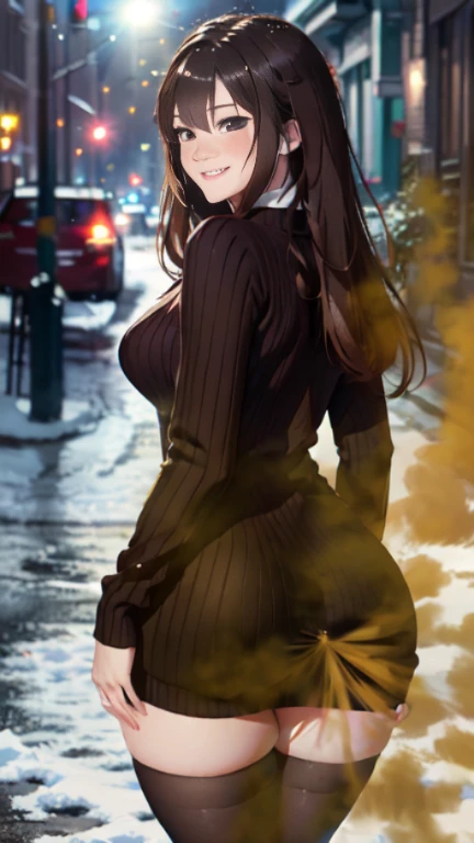 ((velocity)),Attacked by farts, (((Women farting))),(girl farting while walking outside in the snow )),((Smirking),(walking at street),,blushing,velocity,(a female just got home from work), (wearing a ribbed sweater dress),(thighhighs),(stand facing the screen),(her buttt facing the screen) (long hair brown hair),(Asian woman),(street),( night),(masterpiece:1.2、top-quality)、(the Extremely Detailed CG Unity 8K Wallpapers、ultra-detailliert、Best Shadows),(The best lighting、extremely delicate and beautiful)、depth of fields、