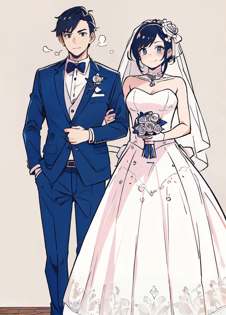 handsome fingers，beautiful wedding dress