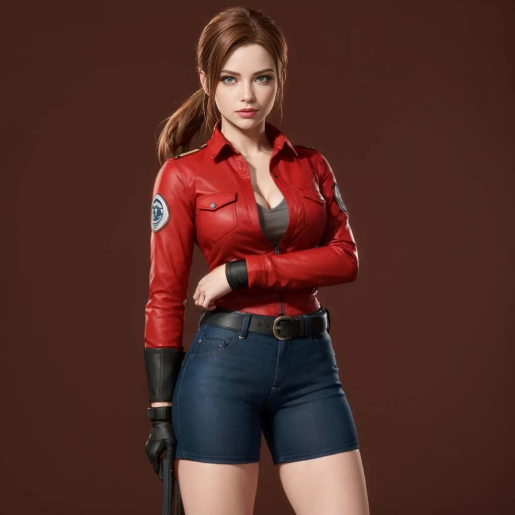 (Claire Redfield:1.1), (perfect facial features:1.1), (belos olhos detalhados, beautiful detailed lips, olhos e rosto extremamente detalhados, long eyelashes), (fotorrealista:1.37), (ultra-detalhado, Realistic), (retrato, horror), (vivid colors), (studio lighting), (tons de cores sutis), (foco nítido), (Bokeh)