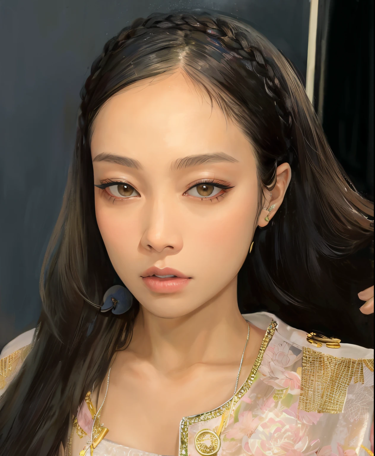 Hay una mujer con el pelo largo y un collar en, Blackpink Jennie, Retrato de Jossi de Blackpink, Jossi de Blackpink, Parque Roseanne de Blackpink, Jaeyeon Nam, Lalisa Manoban de Blackpink, Lalisa Manobal, Lee Ji - Eun, Lee Ji-eun, Heonhwa Choe, Gongbi, Parque Ji-min
