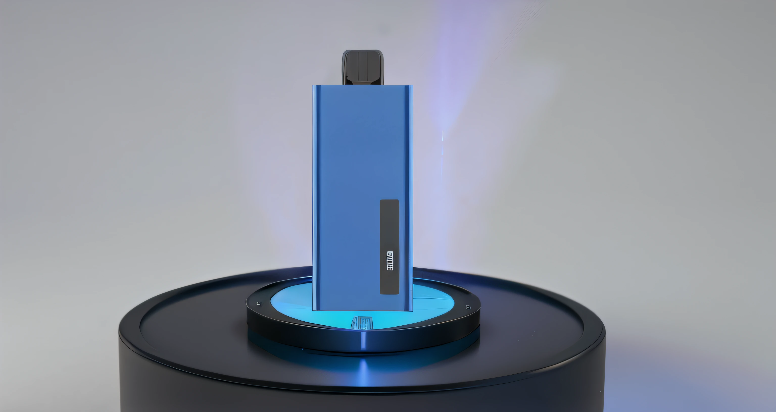 There is a blue device on a black stand, 3D product rendering, Product renderings, Blue realistic 3D rendering, high quality 3d render, high quality 3d render, Product design renderings, product photograph, high res render, Very realistic 3D rendering, With 3D rendering, With 3D rendering, 3D rendering n - 9