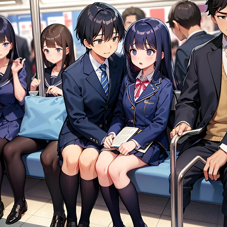 top-quality masterpiece Male teacher who likes parades、elementary student,12Year old girl、Traditional navy blue blazer uniform、Blue checked skirt、White High Socks、、Male teacher:1.3、Japan Elementary School Girls,Student Council President、Cute and popular、a miniskirt、The anxious face of the girl:1.0、They were molested by men on a crowded train while wearing sailor suits:1.0、touch her breast:1.3、Molester looks for petite middle school student、full body Esbian,she has black hair、I was reading a book on a crowded train.、Surrounded by men、Take photos of beautiful girls on a crowded train、Man standing behind a woman on a crowded train、A man touches a woman's most sensitive part on a crowded train:0.5、A woman who was touched on a sensitive part of her thigh felt intense pleasure、The woman turned around in surprise..、A man strongly caressed the sensitive area of a woman、Woman experiences strong pleasure、