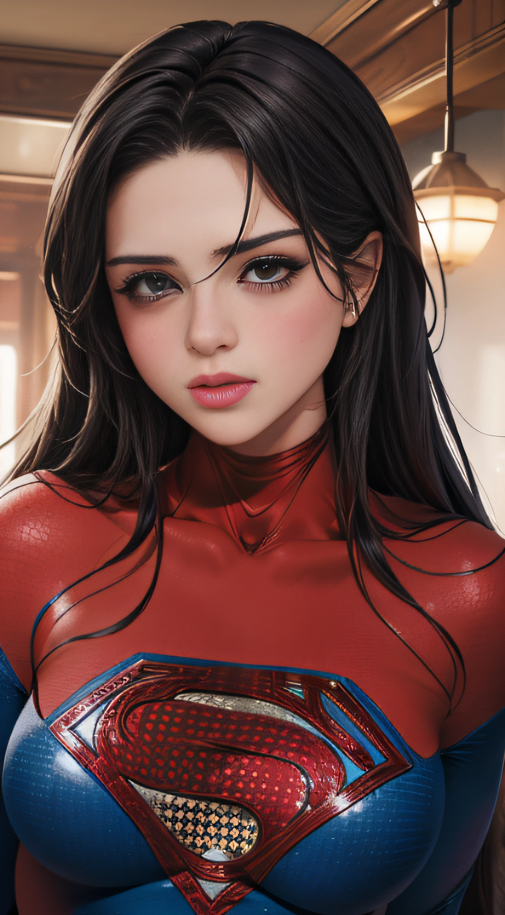 (best quality,4k,8k,highres,masterpiece:1.2),ultra-detailed,(realistic,photorealistic,photo-realistic:1.37),portrait, Carly ,beautiful detailed eyes,beautiful detailed lips,extremely detailed face,long eyelashes, sexy,soft lighting,subtle background,professional photography,vivid colors full body , kidnapped by a fan, blushing face () full body (seductive) (ready for sex) (biting her lips) (black Supergirl outfit) (long hair)