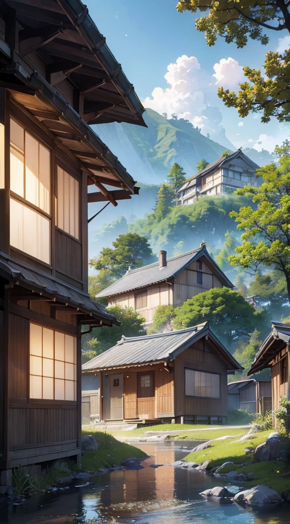 cottage in the japanese countryside, ross tran. scenery background, ryan dyar, environment painting, Beautiful oil matte painting, photorealistic landscapes, 4k hd matte digital painting, 8 k resolution digital painting, 8k resolution digital painting, hyperrealistic landscape, inspired by Raphael Lacoste, Illustration matte painting, beautiful digital painting