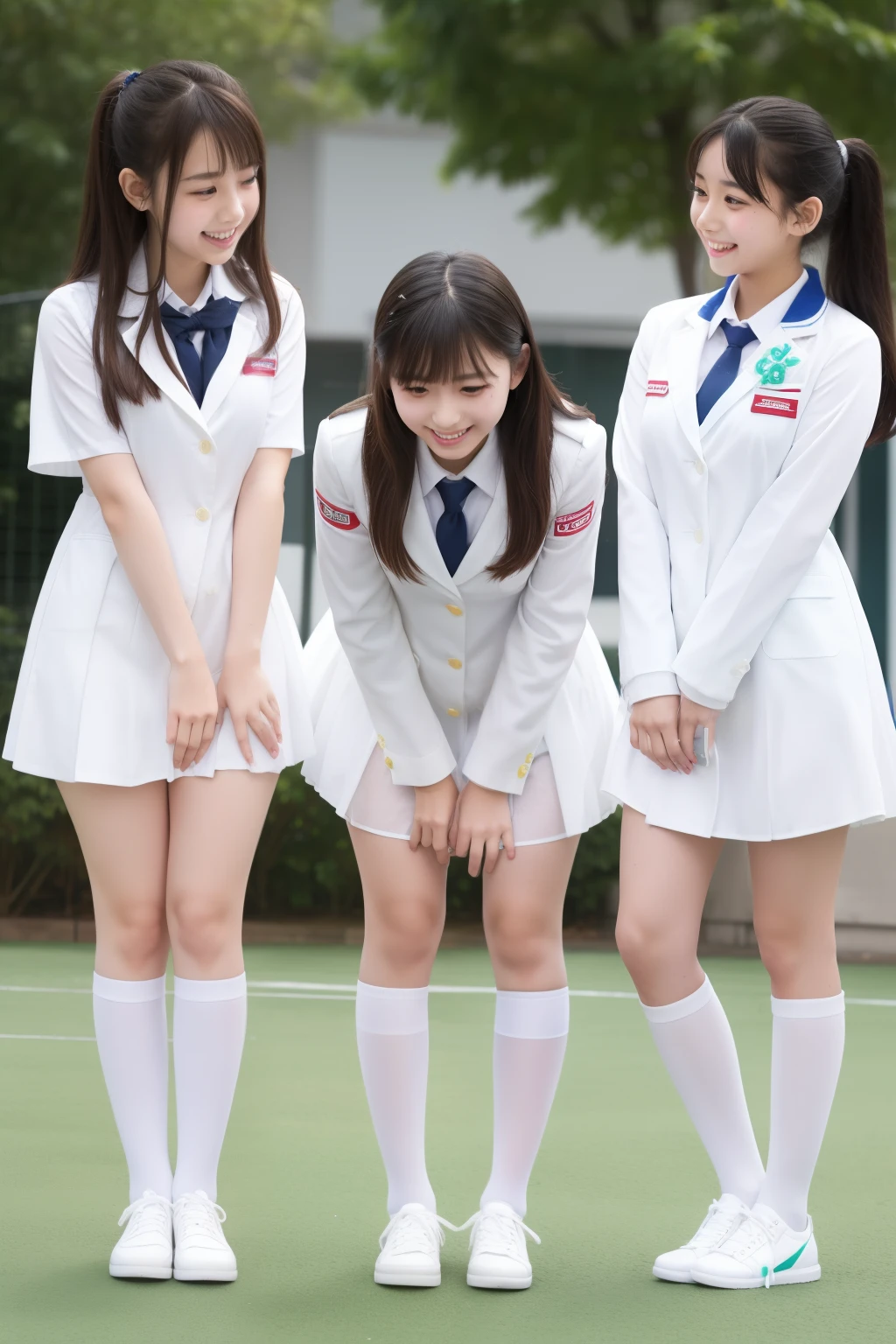 Group of high school girls playing with slime、full body Esbian、、Uniform covered in slime(White the)、、、The school is covered in slime(White the)