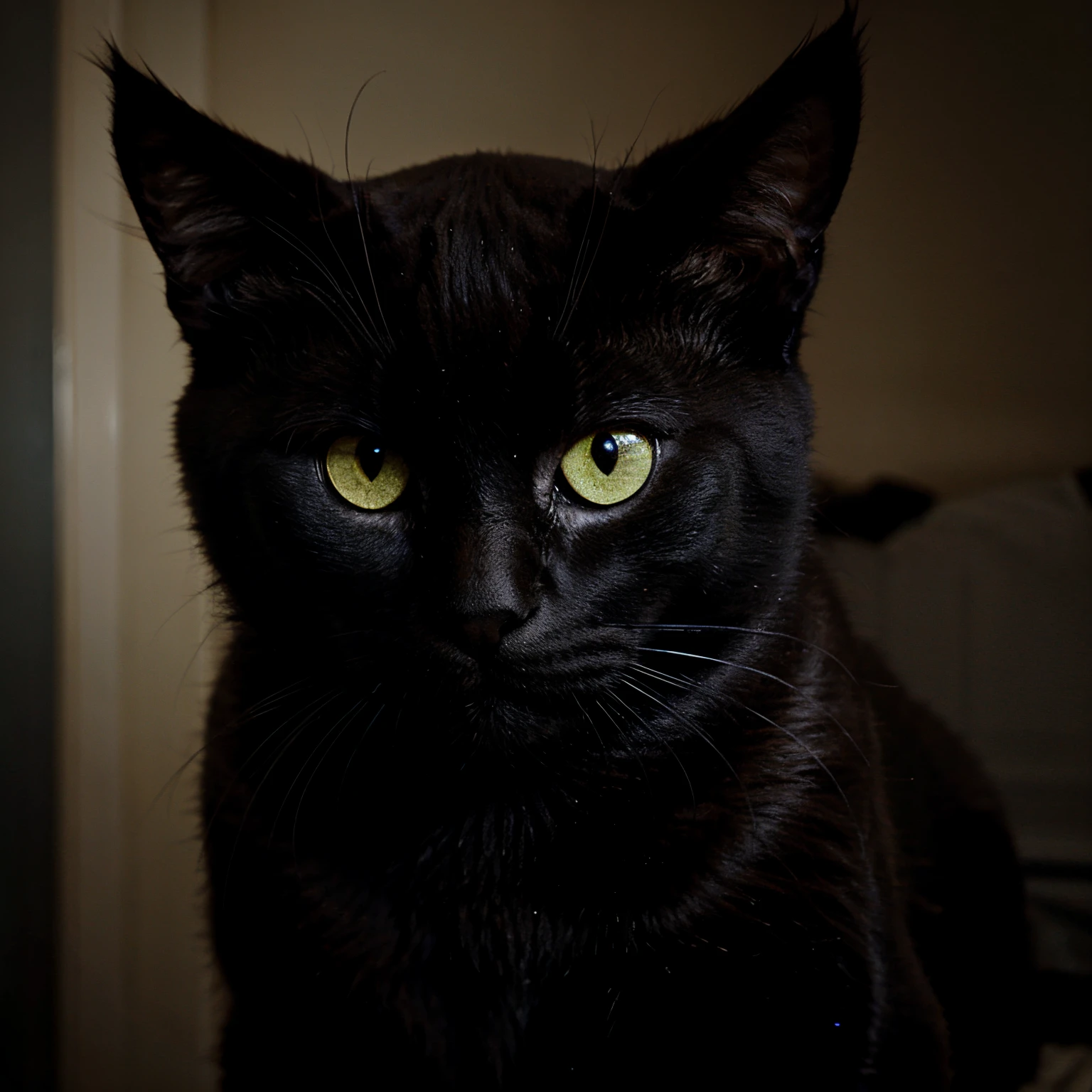 A black cat wearing night vision goggles