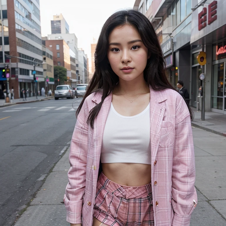 Lana condor in pink and plaid