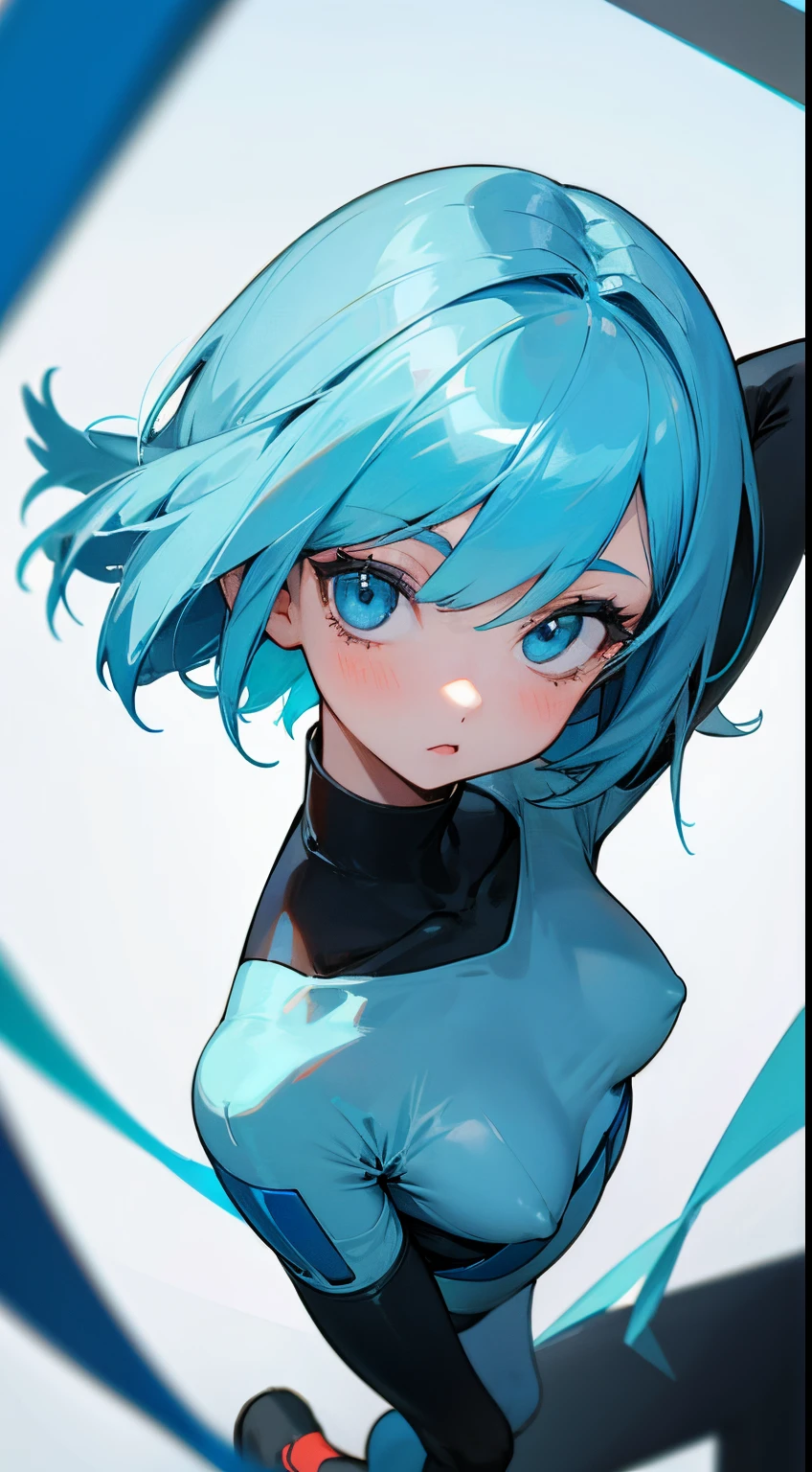 Body Tights,girl with,lightblue hair,a short bob