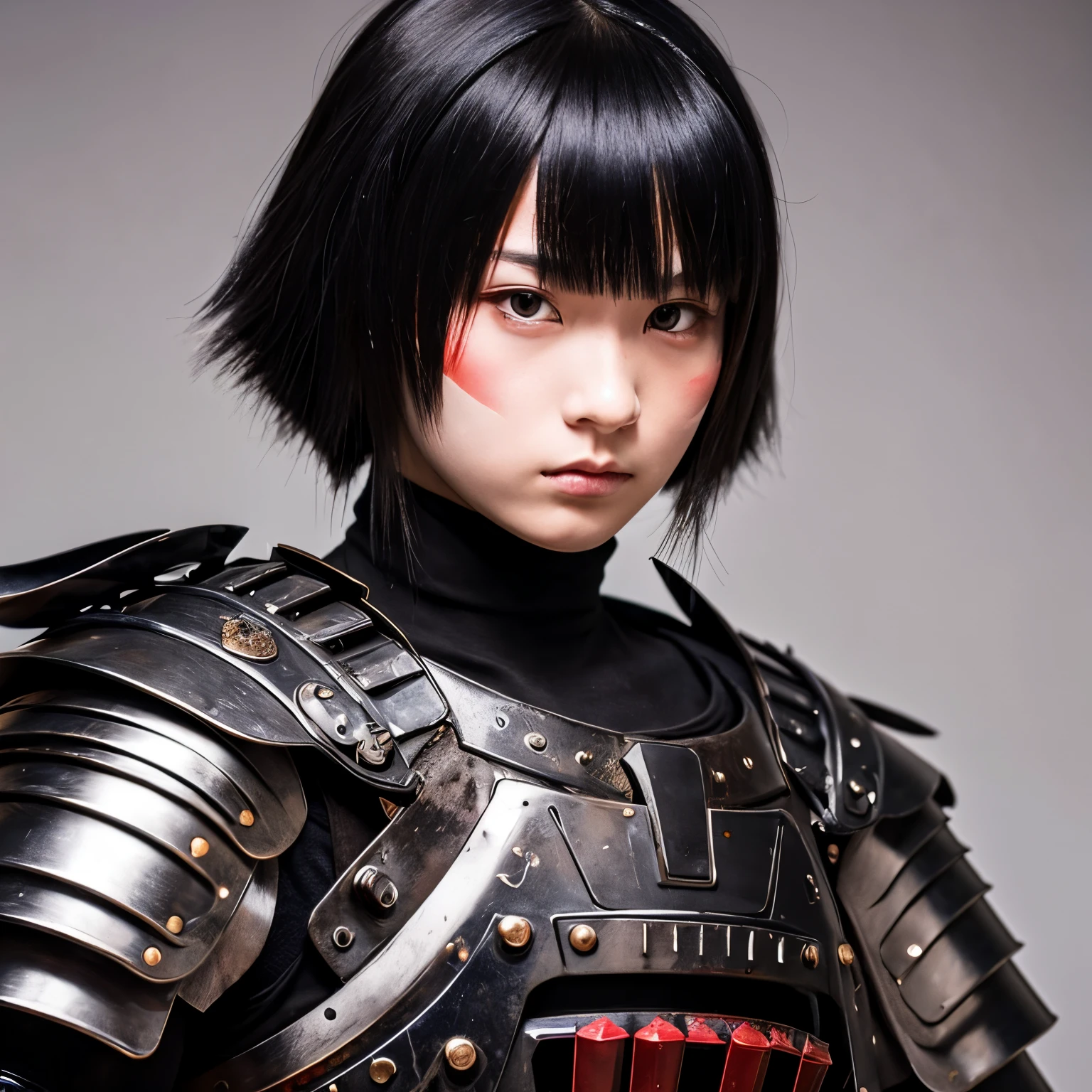 Anime samurai wearing armor up to his face