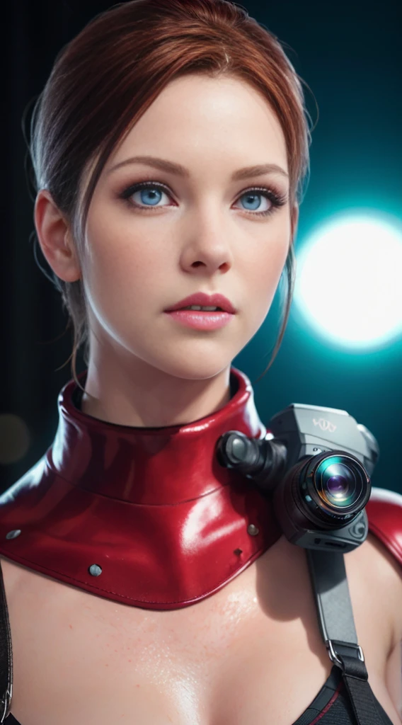 (Claire Redfield:1.1), (perfect facial features:1.1), (belos olhos detalhados, beautiful detailed lips, olhos e rosto extremamente detalhados, long eyelashes), (fotorrealista:1.37), (ultra-detalhado, Realistic), (retrato, horror), (vivid colors), (studio lighting), (tons de cores sutis), (foco nítido), (Bokeh) full body