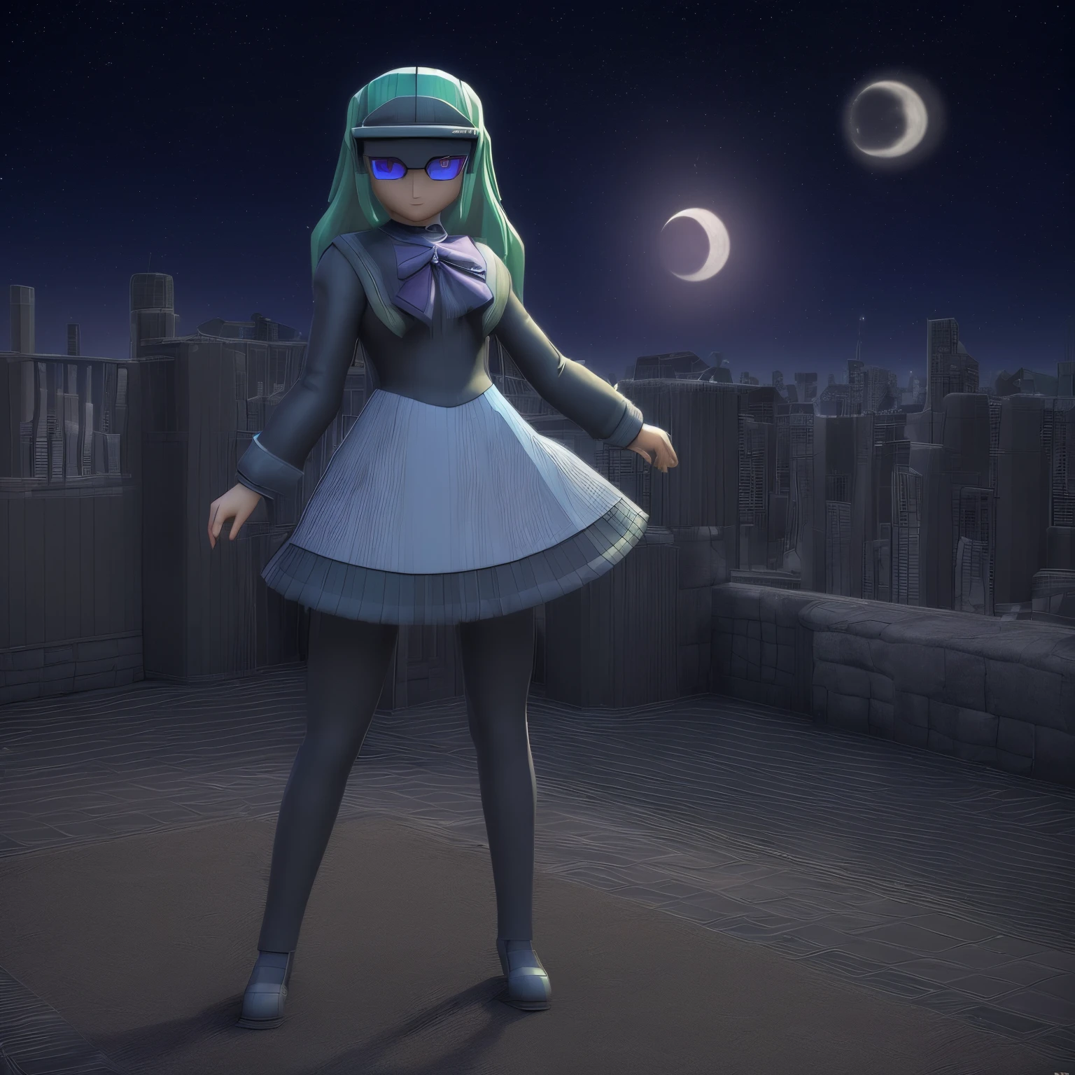 (old 3d art:1.4) (old style:1.2) a girl 3d style 2010, (2000s style:1.5) (old 3d video game:1.2) (video game:1.2) girl, lawn (city in the night:1.2) (a old video game girl:1.2)