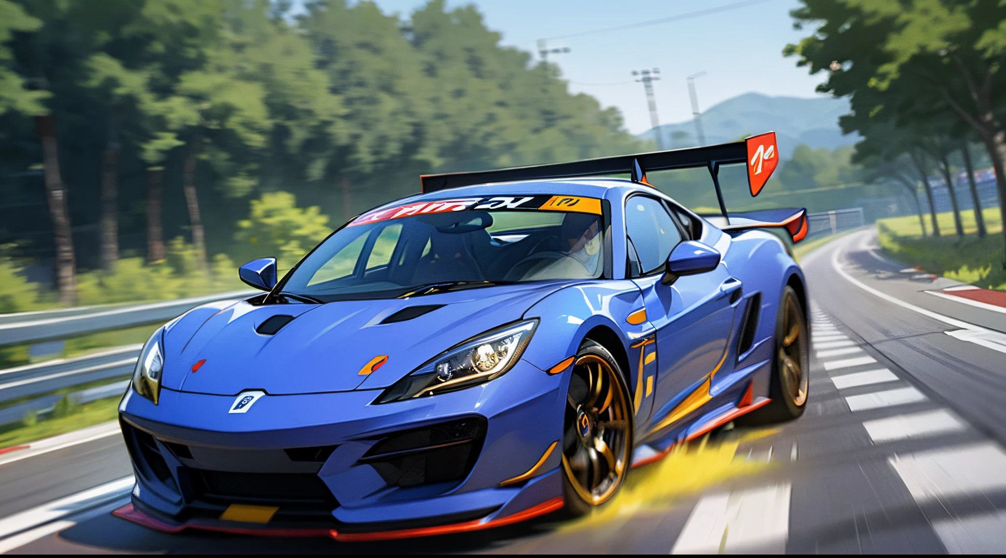 speeding sports car