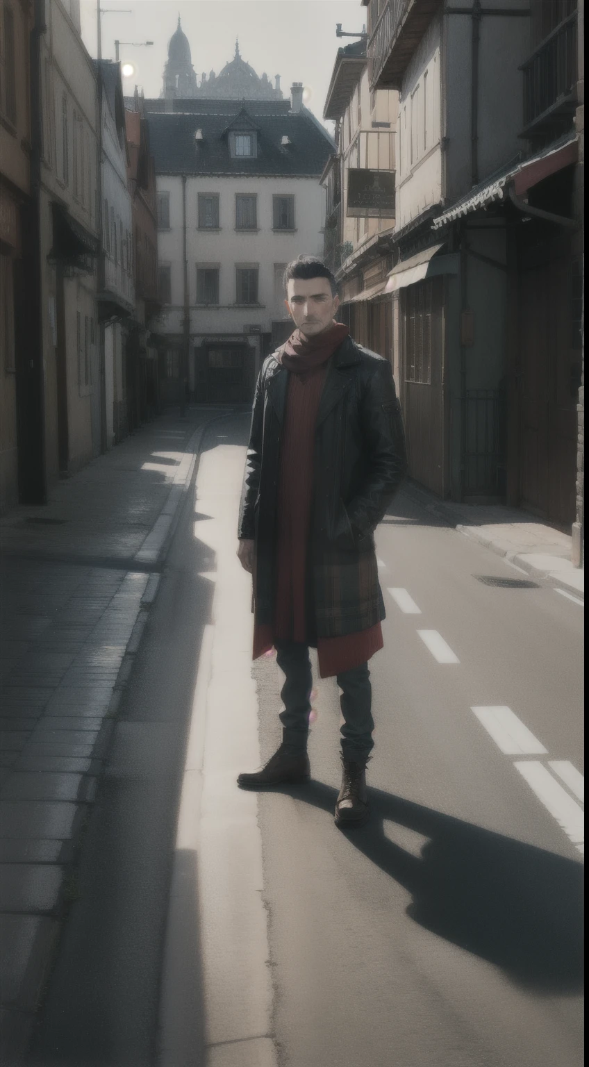 Portrait of an indlan, he standing on road