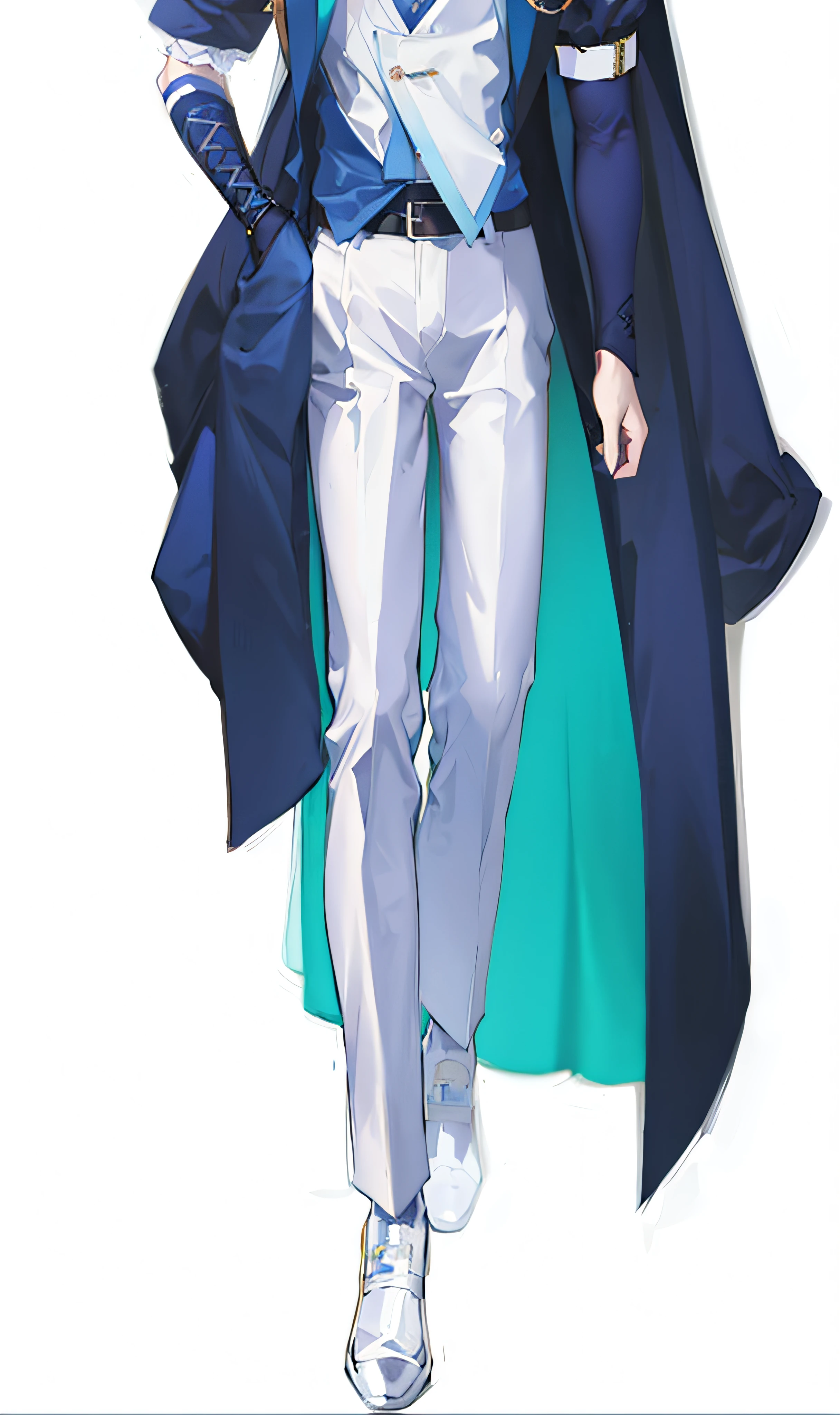 Anime character wearing blue jacket and white shirt, Masanobu Okumura'inspired, Inspired by Okumura Togyu, Tall blue eyed anime character, !!full-body portraits!!, ((wearing aristocrat robe)), full body detailing, full_body!!, full body close-up shot, JK school uniform, Anime cute art style,Rich details,masterpiece of a master,Hard,chest muscle