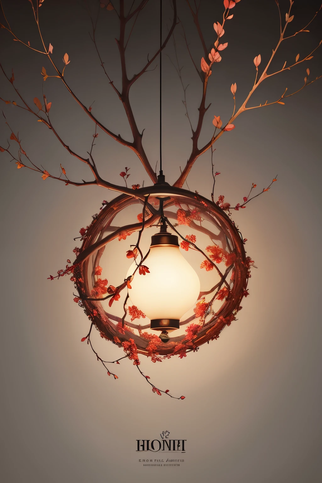 According to Hongdou&#39;s original southern country，Design a lamp using this poem &cite;it´s spring，Send a few branches&cite;，Lamps incorporate abstract elements，Incorporate all the themes of the poem into the theme of the lamp，Express abstract design sense，fully expresses the theme of this poem，Gives a striking sense of comfort，light fixtures，Show red beans，Abstract concept of branches and leaves