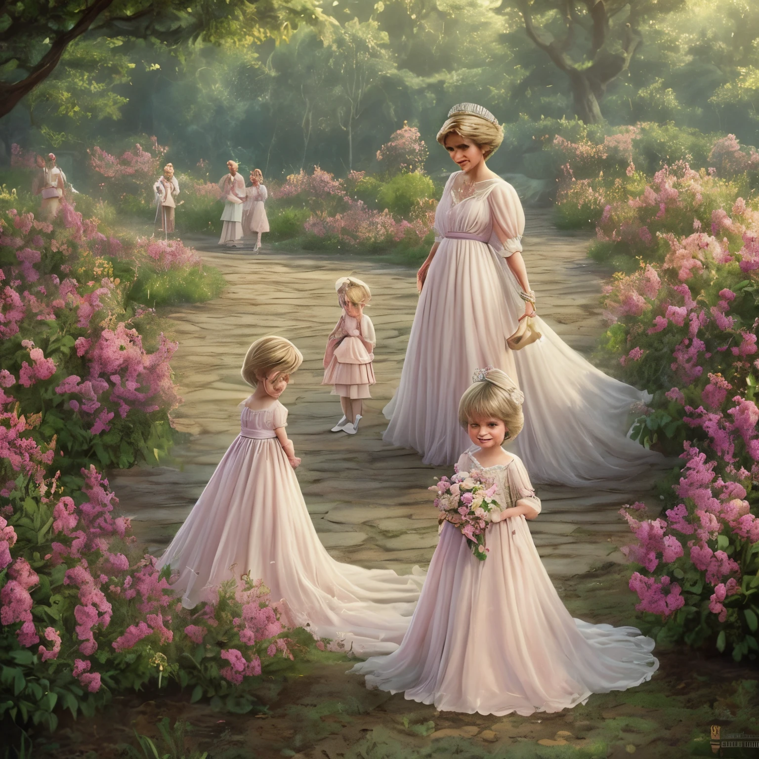 1 persons,nffsw , Princess Diana,charactor ,Cute, Little, Beautiful, devian art, trend artstation, Digital Art, Detailed, Cute, Realistic, humanoide, Garden in the background