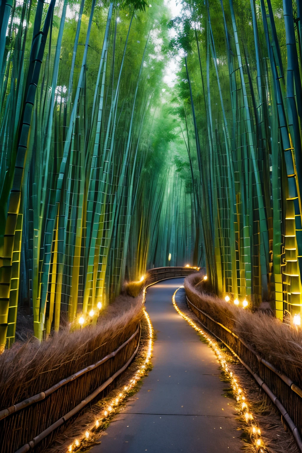 a path in a bamboo forest at night
UHD, retina, masterpiece, accurate, super detail, high details, high quality, award winning, best quality, highres, 16k, 8k,