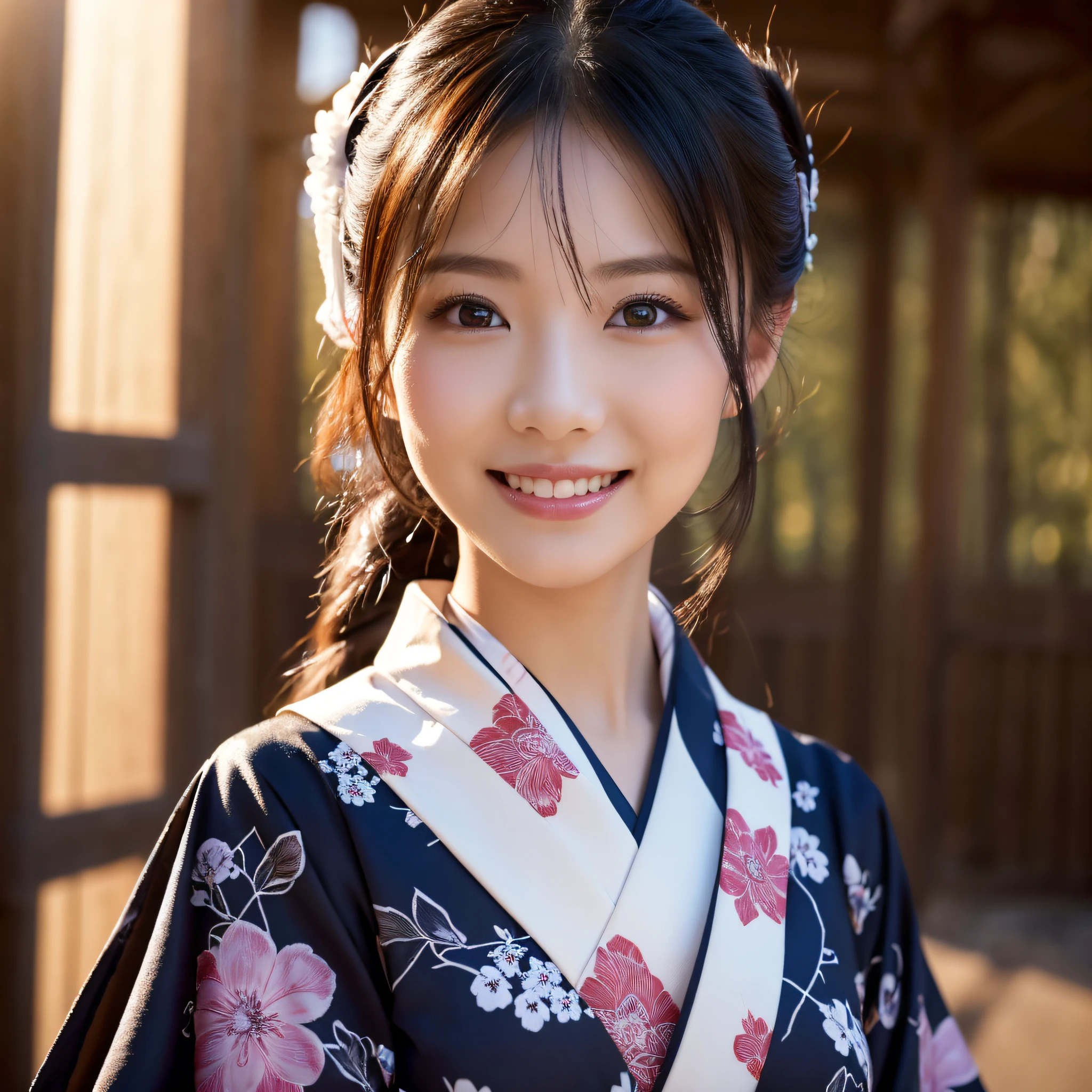 (Super beautiful woman in kimono)、((best qualtiy、8k masterpieces:1.3))、foco nítido:1.2、(ultra beautiful faces:1.0)、(shinny skin:1.0)、photos realistic、A dark-haired、Video Lighting、High-definition eyes and face、Video Lighting、Japanese actressl、from the front side、medium breasts、With a happy smile、Slender Abs Beauty、Whole body、wearing kimonos、In a snowy landscape in the middle of winter、highest grade obi