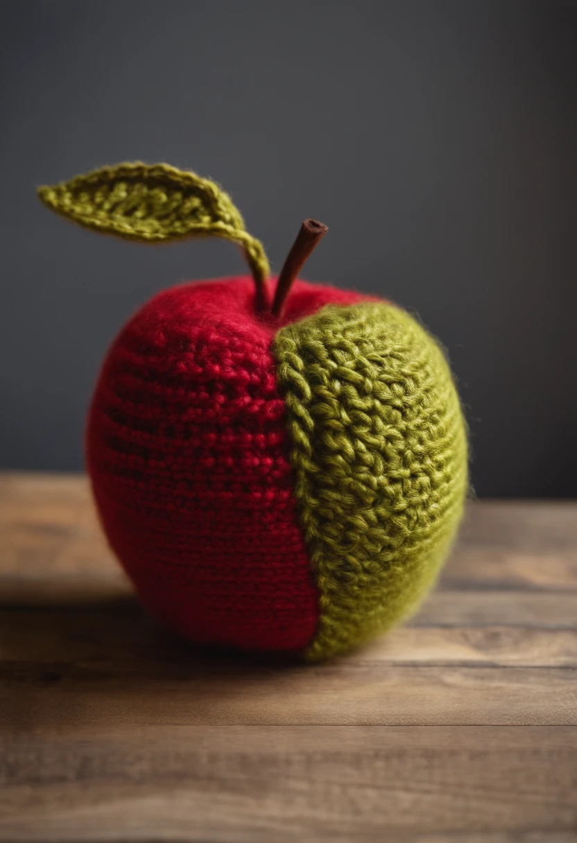 Wool knitted apple model