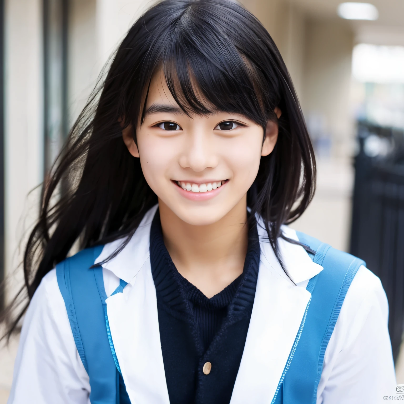 Handsome black-haired high school student smiles