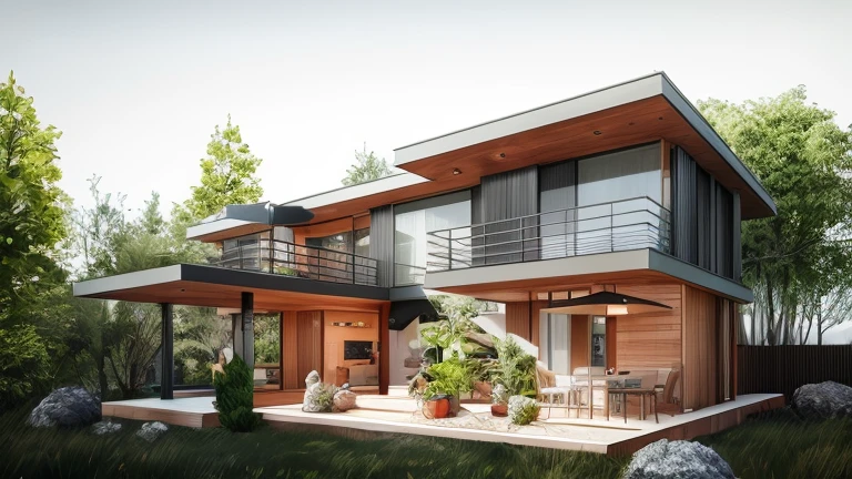 arafed house with a balcony and a balcony on a grassy hill, modern house in the wood, architectural visualization, lumion render, contemporary house, large modern residence, japanese house, lumion rendering, concept house, beautifully detailed render, rendered in lumion pro, very realistic render, realistic architecture, highly realistic unreal engine, architectural render, highly detailed render
