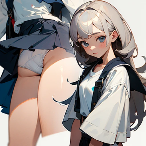 ((Best Quality)), ((Masterpiece)), (detailed), perfect faces, Girl wearing a miniskirt with a glimpse of her white panties, s whole body