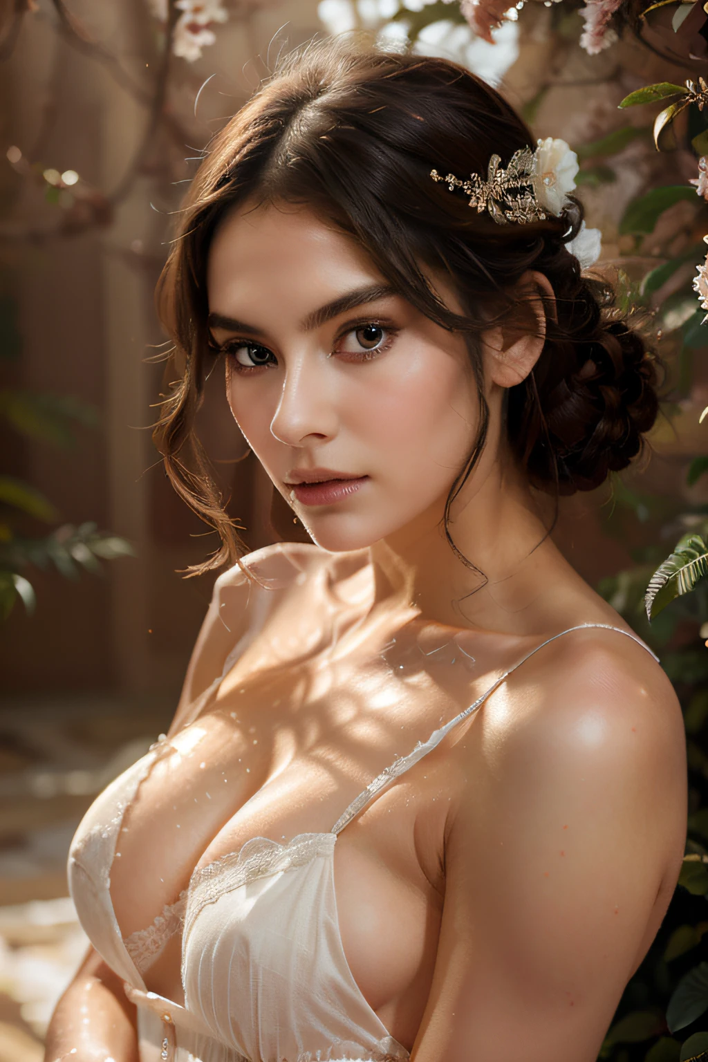 goddess Psyche,beautiful detailed eyes,beautiful detailed lips,extremely detailed eyes and face,longeyelashes,portrait,classic painting style,oil painting,ultra-detailed,highres,professional,soft colors,vintage lighting,fine brush strokes,symbolic elements,ethereal atmosphere,natural surroundings,gentle expression,intense gaze,romantic backdrop,dainty and elegant physique